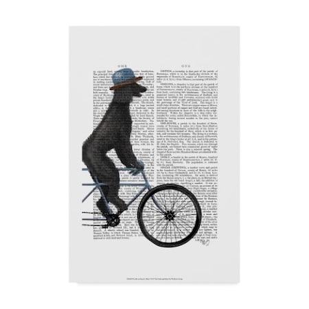 Fab Funky 'Poodle On Bicycle Text, Black' Canvas Art,12x19